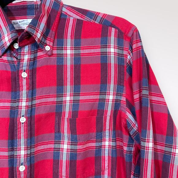 GANT Rugger Small Plaid Flannel‎ Shirt Red Country Twill Bleeker Holiday Western - Picture 2 of 9